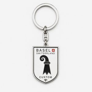 Llaveros Personalizados al por Mayor de Basilea, Suiza, con Emblema de la Bandera de la Ciudad, Cadenas con Colgante, Recuerdo de Viaje Europeo, Porta Llaves - Product Image 3