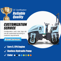 Rouleau compresseur routier mini de 3 tonnes à prix d'usine avec moteur diesel à double tambour vibrant, compacteur de 1,5 tonne, 2 tonnes, rouleau à asphalte