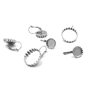 French D Shaped Ear <b>Hooks</b> Stainless Steel Round Lace <b>Earring</b> Making Accessories H1128 - Product Image 1