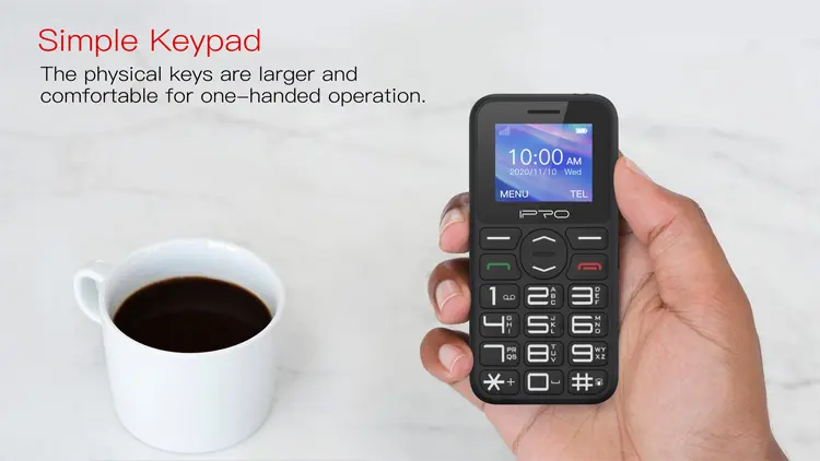 Ipro F183 da 1.77 pollici feature phone con caricabatterie grande chiave con pulsante SOS per anziani usa il cellulare 3g/4g