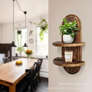 Wooden <b>Wall</b> <b>Shelf</b> Oval Shape Solid Wood <b>Wall</b> <b>Mounted</b> Storage Rack Living Room Display <b>Shelf</b> Multipurpose - Product Image 2
