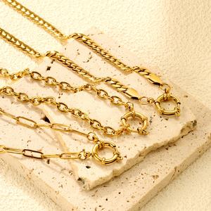 Collar de cadena de eslabones tipo clip de acero inoxidable impermeable al por mayor para mujer, gargantilla con cierre de resorte, joyería gruesa - Product Image 1