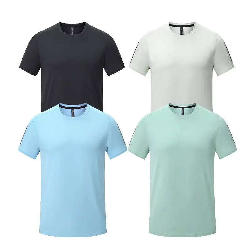 Camisetas de moda personalizadas con ropa deportiva para hombres Ropa de gimnasio en blanco Camisetas cortas atléticas Camisa de manga corta tejida de poliéster