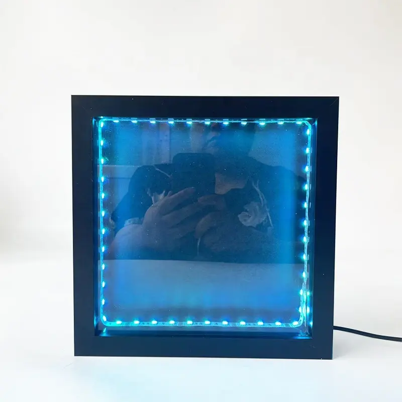 Wholesale Christmas gifts High Quality Black 3D light up box frame MDF 8x8 inch LED shadow box frame