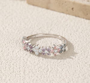 S925 <b>Silver</b> <b>Statement</b> <b>Ring</b> for Women Colorful Zircon Eternity Dainty Butterfly Cut Stackable Band <b>Ring</b> - Product Image 6