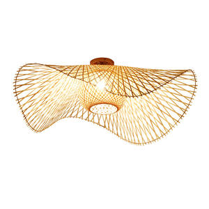 D23,6-дюймовый китайский чайный бамбуковый ткацкий и бамбуковый художественный светодиодный потолочный светильник в стиле ретро деревенский персонализированный креативный потолочный светильник - Product Image 6