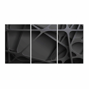 Modern <b>Abstract</b> Black <b>Printed</b> <b>Canvas</b>: Sleek Wall Art,SET OF 3 <b>CANVAS</b> - Product Image 2