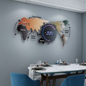 Wholesale Custom Premium Creative Acrylic World Map <strong>Silent</strong> <strong>Clock</strong> for Living Room Office Background <strong>Wall</strong> Decorative Mural - Product Image 6