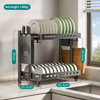 Égouttoir à vaisselle à 2 niveaux en acier inoxydable pour évier, quincaillerie de meuble