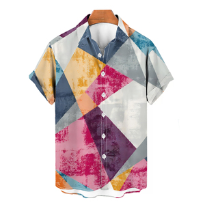 <span class=keywords><strong>Camicia</strong></span> Vintage con geometria stampata 3D per <span class=keywords><strong>uomo</strong></span> moda estiva a maniche corte Polo personalizzata elegante abbigliamento da <span class=keywords><strong>uomo</strong></span> oversize - Product Image 4
