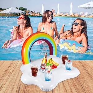 Giá Đỡ Đồ Uống Nổi Bơm Hơi Cầu Vồng Vui Nhộn Mùa Hè Cho Hồ Bơi Có Giá Đỡ Cốc Phao Đồ Uống Bể Bơi Bàn Hồ Bơi Đồ Uống - Product Image 4