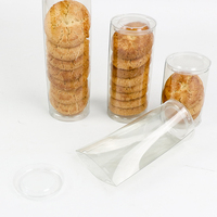 Emballage personnalisé pour boîte à dessert cylindrique pour biscuits, tubes en plastique transparent et couvercles, tube d'emballage pour biscuits en plastique