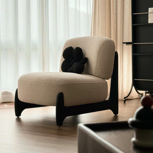Sillón Chaise Longue Individual de Estilo Moderno y Minimalista, en Lana de Cordero, con Respaldo Ajustable y Fácil Montaje, para el Hogar - Product Image 1