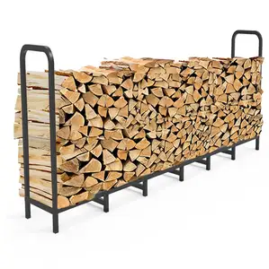 Cor personalizada e tamanho 8ft Firewood Rack Holder, ajustável Heavy Duty Fire Log Stacker Stand para Lareira