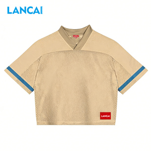 Manufacturer Custom Printing Blank Plain Streetwear Soccer Jersey Mesh Sport Team Training Baseball Retro Summer Boxy T-<b>shirt</b> - Product Image 3