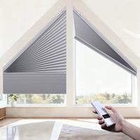 Persianas Trapezoidales Personalizadas Tipo Panal de Abeja, Cortinas Celulares Motorizadas Translúcidas para Ventanas con Formas Especiales