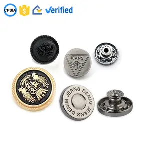 Yüksek kalite özel Logo kazınmış perçin kot düğmeleri Metal Vintage pirinç Tack kot düğmeleri