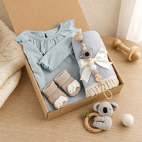KAIYUE Coffret Cadeau Bébé Lapin au Crochet, Barboteuse Tricotée à Pois, Couverture en Mousseline, Cadeau de Naissance, Vente en Gros OEM ODM