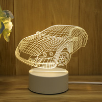 Veilleuse LED Personnalisée avec Impression Couleur 3D, Lampe Intelligente en Acrylique au Design Moderne et Socle en Bois, Cadeau de Noël Illusoire pour Chambre à Coucher