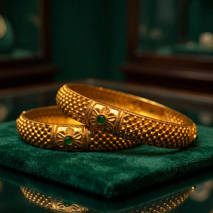 Antique Gold Plated Trendy Brass Elegant <b>Bangle</b> <b>Set</b> Green Stone Customized Color Size Women Handmade Indian Jewelry Gift Bulk - Product Image 3