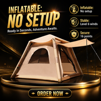 Tente de camping gonflable 230 x 230 x 170 cm, abri auto-gonflant, Oxford 210D PU2000 imperméable avec pompe à air