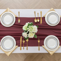 Drapeau de table de mariage en mousseline de soie rouge semi-transparent personnalisé, décoration de fête à domicile, rectangulaire, couleur lavable, nappe douce
