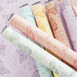 Waterproof OPP Plastic Floral Wrapping Paper Vintage Butterfly Pattern Wholesale Flower Bouquet Packing Supplies for Flower Shop - Product Image 1