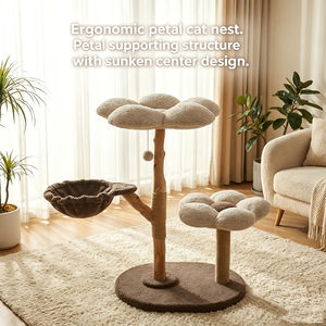 Arbre à chat d'exportation avec griffoir en sisal, grande plateforme, espace de jeu pour chatons et zone de saut, direct usine - Product Image 4