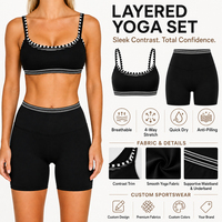 Ensemble de vêtements de sport personnalisés de qualité supérieure avec logo, tenue de sport respirante à rayures pour femmes, soutien-gorge de yoga et leggings, vêtements de sport personnalisés avec logo