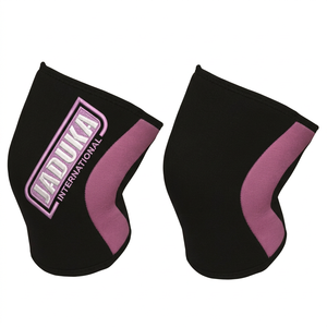 Genouillère de compression à prix d'usine pour haltérophilie et powerlifting, noire et violette, tricotée, respirante, à enfiler, protection pour le sport - Product Image 1