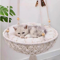 Tissé à la main Boho macramé chat hamac intérieur extérieur suspendu chat balançoire lit animaux chats lit de couchage