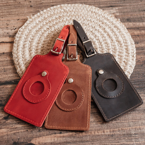 Étiquette d'identification en cuir étiquettes de bagage de voyageur cadeau fête faveur PU cuir bagages mariage étiquette de bagage avec fente de suivi - Product Image 1