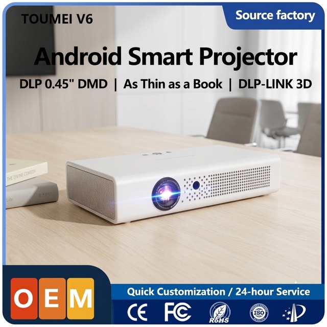 TOUMEI V6 Home Commercial Projector Factory 2*5W HiFi Speaker 30DB Quiet 85% NTSC High Gamut HD Projector