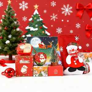 Juego de Regalo de Papel con Bola de Cristal Iluminada de Papá Noel y Muñeco de Nieve, con Diseño Digital Ecológico, Juvenil y Energético - Product Image 1