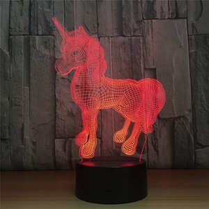 1 lampe LED <span class=keywords><strong>3D</strong></span> à couleur changeante en forme de <span class=keywords><strong>licorne</strong></span>, lumière changeante entre 7 couleurs, luminaire décoratif d'intérieur, Usb, 5v - Product Image 2