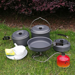 Multifunctional Aluminum Alloy Picnic Pot Set <span class=keywords><strong>Camping</strong></span> Mountaineering Portable 7-Person Picnic Set Outdoor <span class=keywords><strong>Camping</strong></span> Cookware Set - Product Image 3