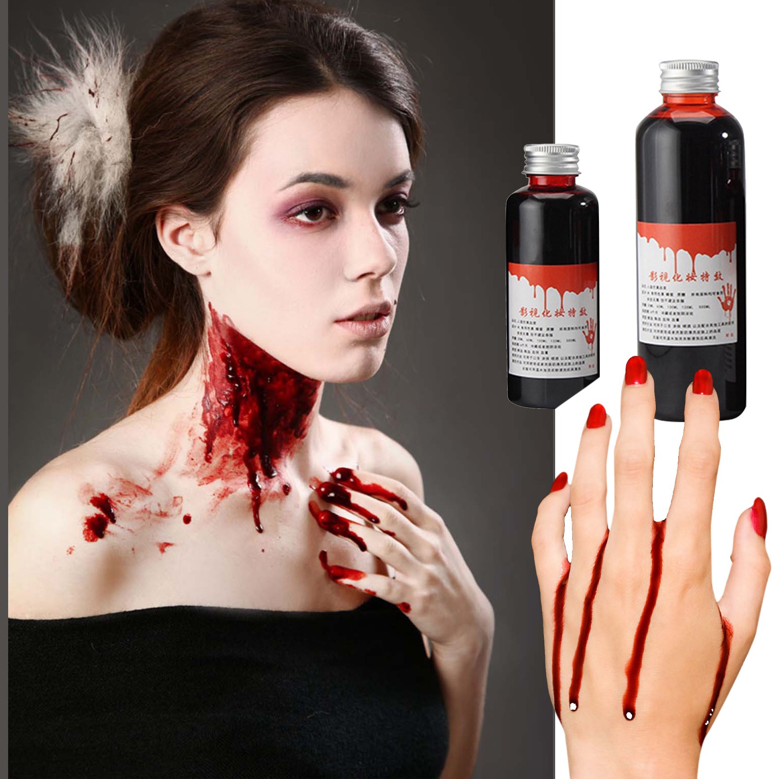 Костюмы на Хэллоуин, имитация крови вампира, страшный Хэллоуин, косплей, макияж, вечеринка, сувениры, украшения, имитация, реквизит