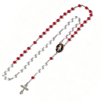 Chapelet de la Miséricorde Catholique avec perles acryliques de 6 mm et croix, livré dans une boîte transparente en plastique