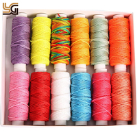 Jeu de fil de cire rond en Polyester de 12 couleurs 0.45mm pour la fabrication de bracelets en macramé, la couture de projets en cuir, la reliure de livres