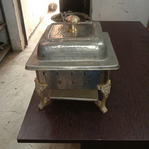 Plat de service rectangulaire en laiton plaqué or pour buffet, chauffe-plats pour restaurant, hôtel, traiteur - Product Image 2