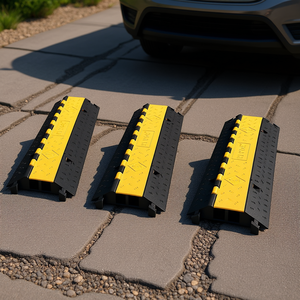 Rampa protettiva per cavi in gomma resistente 40 x 10 x 2 pollici per copertura cavi su vialetti, accessorio per veicoli - Product Image 2