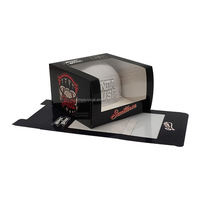 Caja de Embalaje Plegable Cuadrada Personalizada para Gorras de Béisbol, Fabricada con Cartón Reciclado Blanco, Impresión con Efecto Desvanecido y Ventana Transparente de PVC