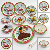 Assiette de Noël en mélamine ronde pour dessert et collation, vaisselle de fête à motif de dessin animé pour enfants