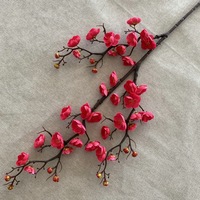 Nini Standard Fleurs artificielles en soie à 3 branches, motif fleur de prunier, pour décoration de mariage, Noël et Nouvel An - Style peinture à l'huile moderne, effet brûlé