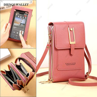 Tas Selempang Wanita Kulit Lembut dengan Tali Bahu, Dompet Panjang, dan Kantong Ponsel Layar Sentuh, Tas Wanita Murah