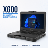 Ordinateur portable de travail mobile entièrement robuste Getac X600 15,6 pouces pour l'ingénierie industrielle et les services sur le terrain en extérieur