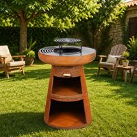 Nouveau produit 3 en 1 multifonctionnel pour le jardin, brasero plancha rond en acier corten avec grille de cuisson pour l'extérieur