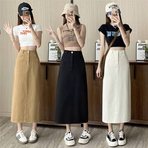 Gonna lunga in Denim 2023 da <span class=keywords><strong>donna</strong></span> gonna Casual abito a matita sottile stile semplice vita alta gonne con tasche <span class=keywords><strong>Jeans</strong></span> Midi - Product Image 1