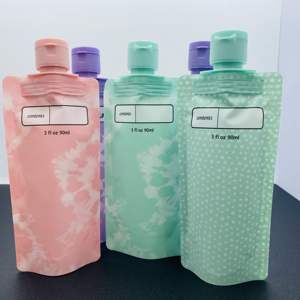 Sachets de voyage portables 90 ml en PE, étanches et anti-fuite, avec bec verseur supérieur et bouchon à clapet, personnalisables pour shampoing et soins de la peau - Product Image 3