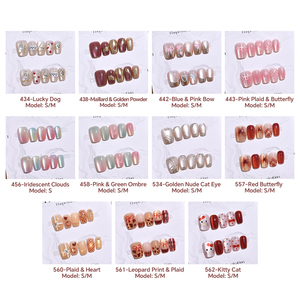10 faux ongles à presser effet œil de chat, de luxe, courts, carrés, en ABS, avec colle gelée, plusieurs styles - Product Image 3